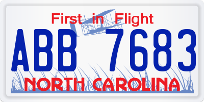 NC license plate ABB7683