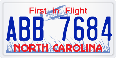 NC license plate ABB7684