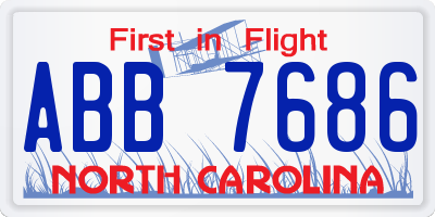 NC license plate ABB7686