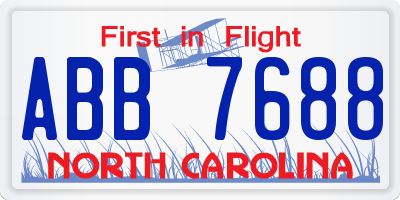 NC license plate ABB7688