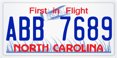 NC license plate ABB7689