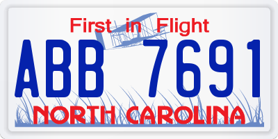 NC license plate ABB7691