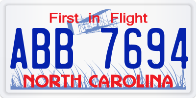 NC license plate ABB7694