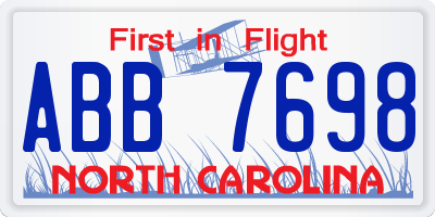 NC license plate ABB7698