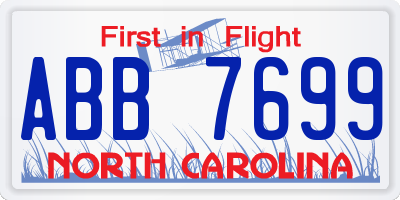 NC license plate ABB7699
