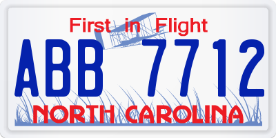 NC license plate ABB7712