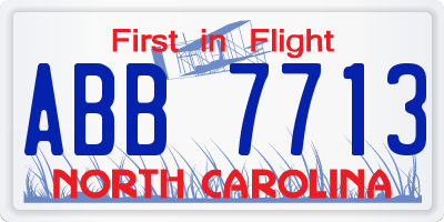 NC license plate ABB7713