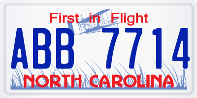 NC license plate ABB7714