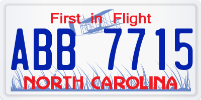 NC license plate ABB7715