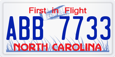 NC license plate ABB7733