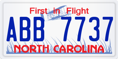 NC license plate ABB7737
