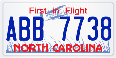 NC license plate ABB7738