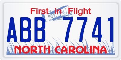 NC license plate ABB7741