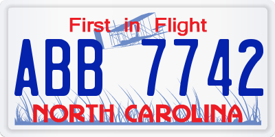 NC license plate ABB7742