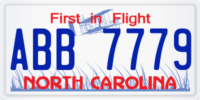 NC license plate ABB7779