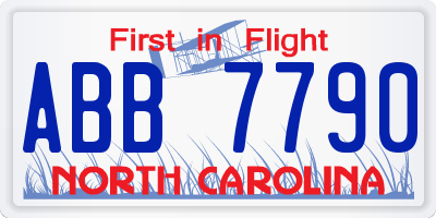NC license plate ABB7790