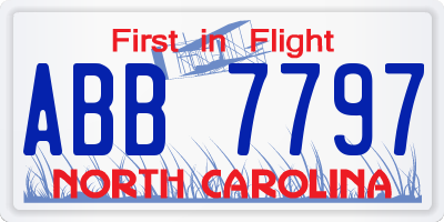 NC license plate ABB7797