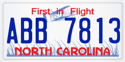 NC license plate ABB7813