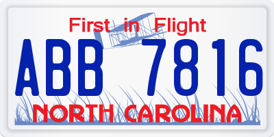 NC license plate ABB7816
