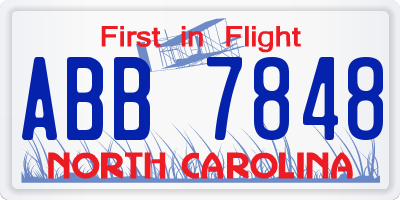 NC license plate ABB7848