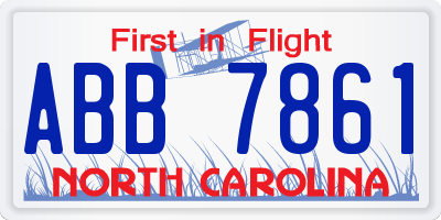 NC license plate ABB7861