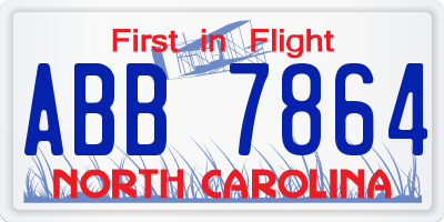 NC license plate ABB7864