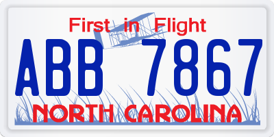 NC license plate ABB7867
