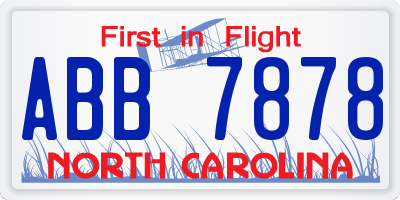 NC license plate ABB7878