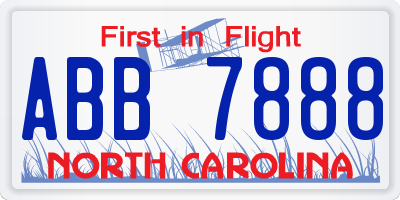 NC license plate ABB7888