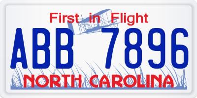 NC license plate ABB7896