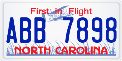 NC license plate ABB7898