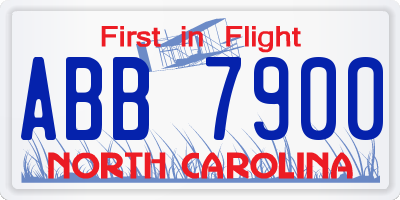 NC license plate ABB7900