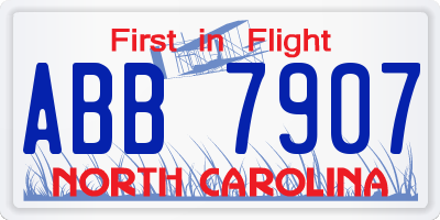 NC license plate ABB7907