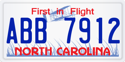 NC license plate ABB7912