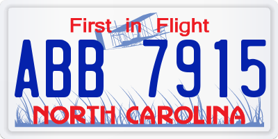 NC license plate ABB7915