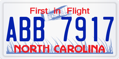 NC license plate ABB7917