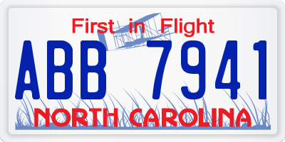 NC license plate ABB7941