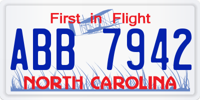 NC license plate ABB7942