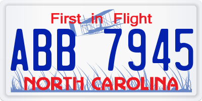 NC license plate ABB7945