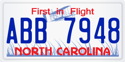 NC license plate ABB7948