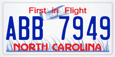 NC license plate ABB7949