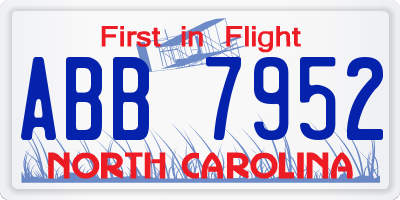 NC license plate ABB7952