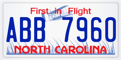 NC license plate ABB7960