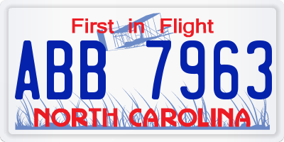 NC license plate ABB7963