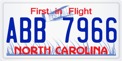 NC license plate ABB7966