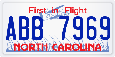 NC license plate ABB7969