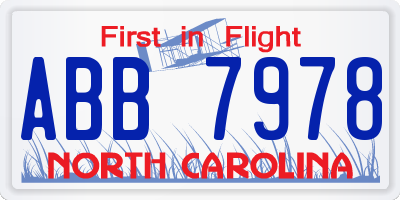 NC license plate ABB7978