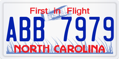 NC license plate ABB7979