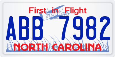 NC license plate ABB7982