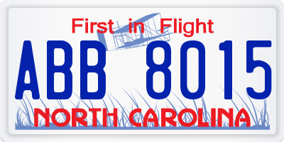 NC license plate ABB8015